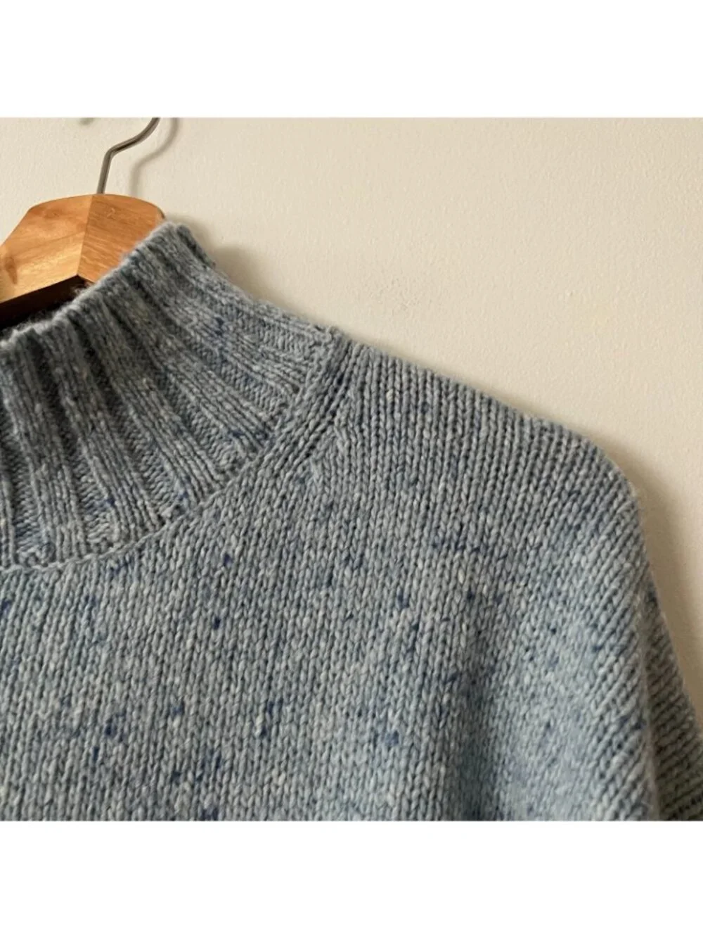 J. Crew Relaxed Turtleneck Sweater Blue Donegal Wool Blend Women's Size Small